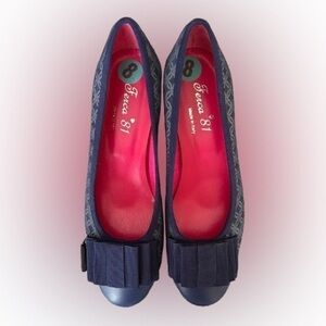 NWT FERCA 81, Women Shoes, White & Navy Blue, Leather, Size 8